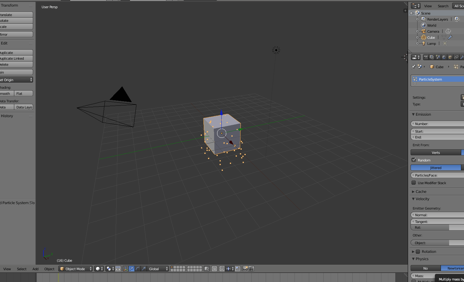 Example of modifying areas in blender